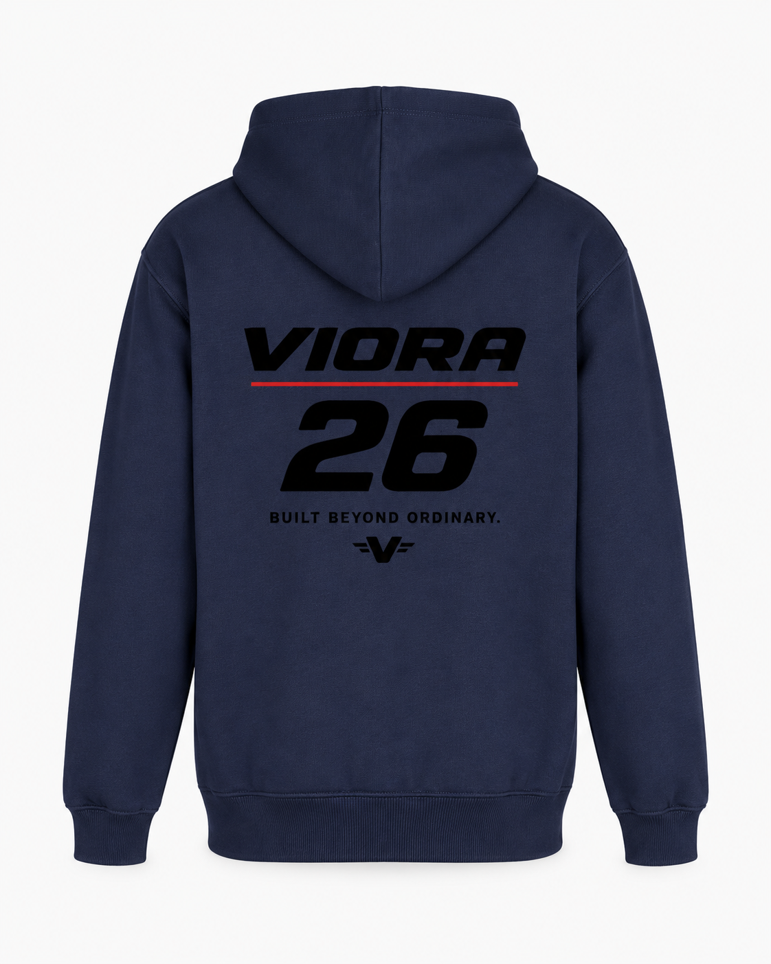 VIORA D26-R HOODIE – Blue Navy – ryg med VIORA 26 print