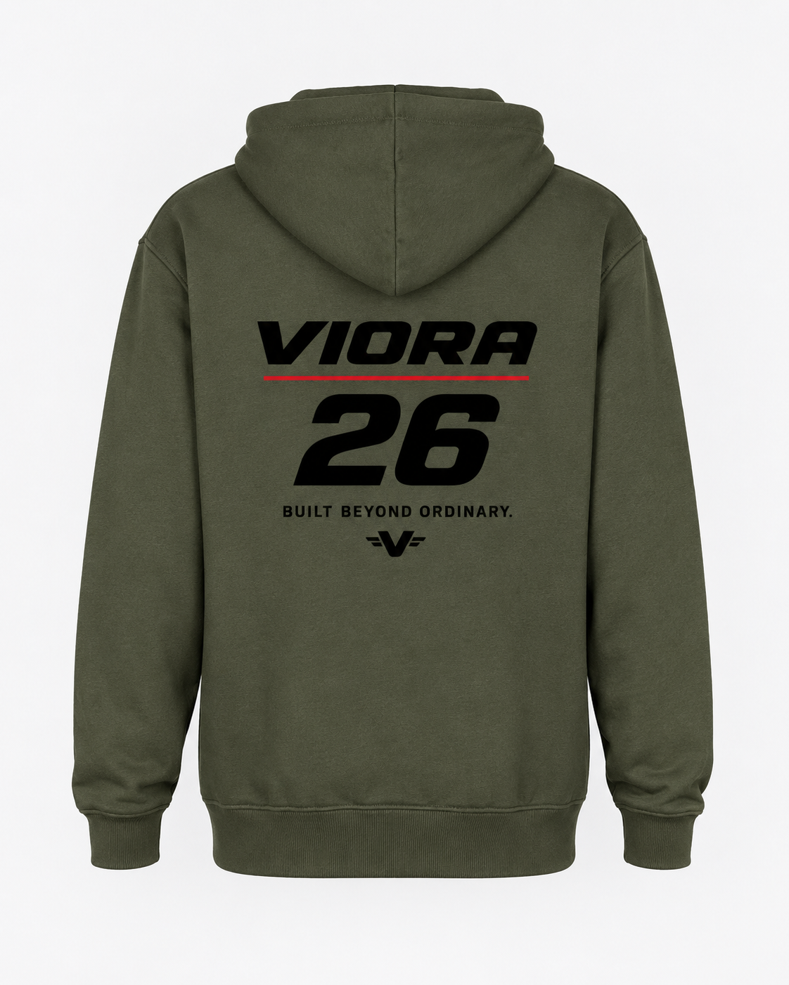 VIORA D26-R HOODIE – New Army – ryg med VIORA 26 print