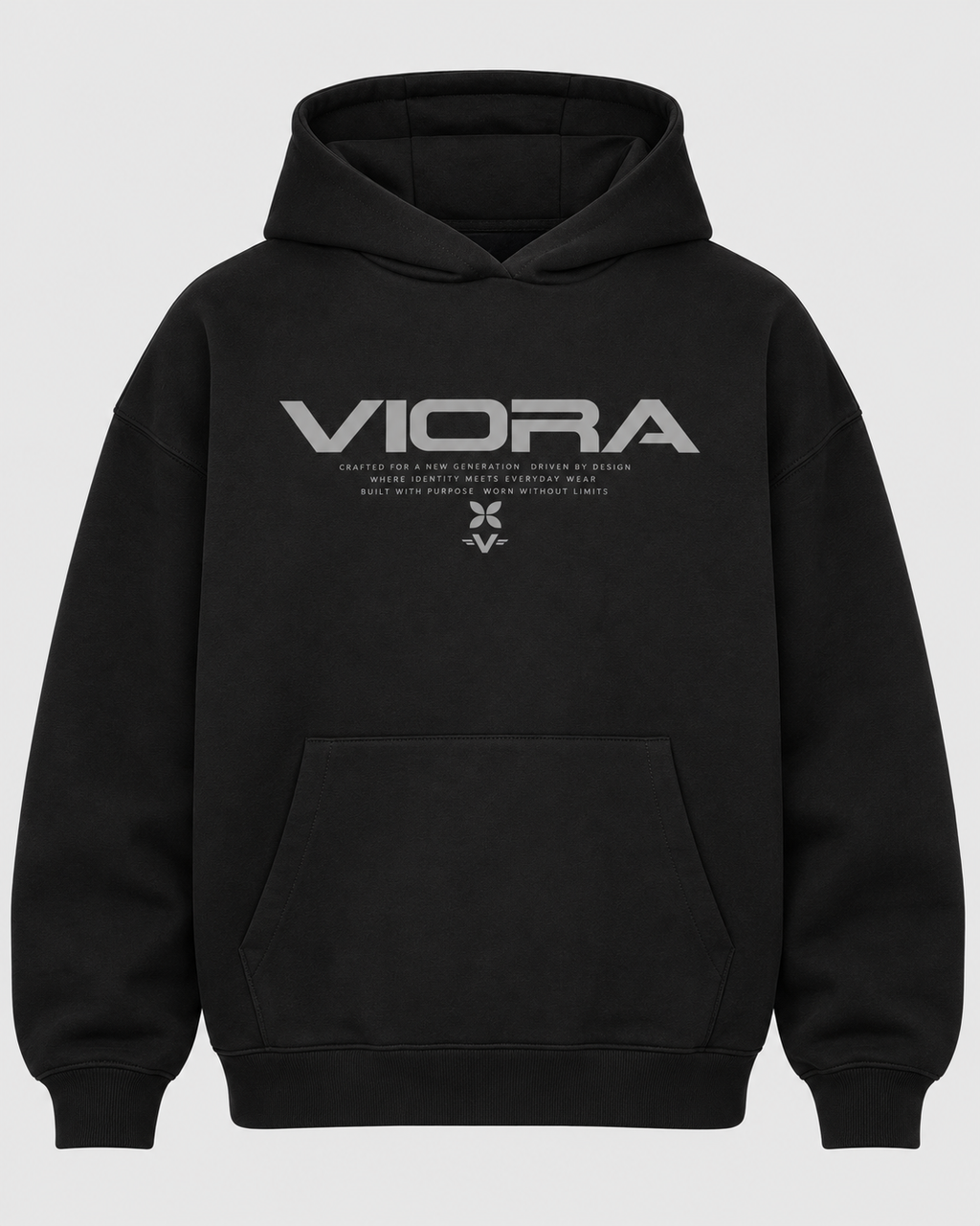 VIORA DRIVEN HOODIE – Deep Black – front