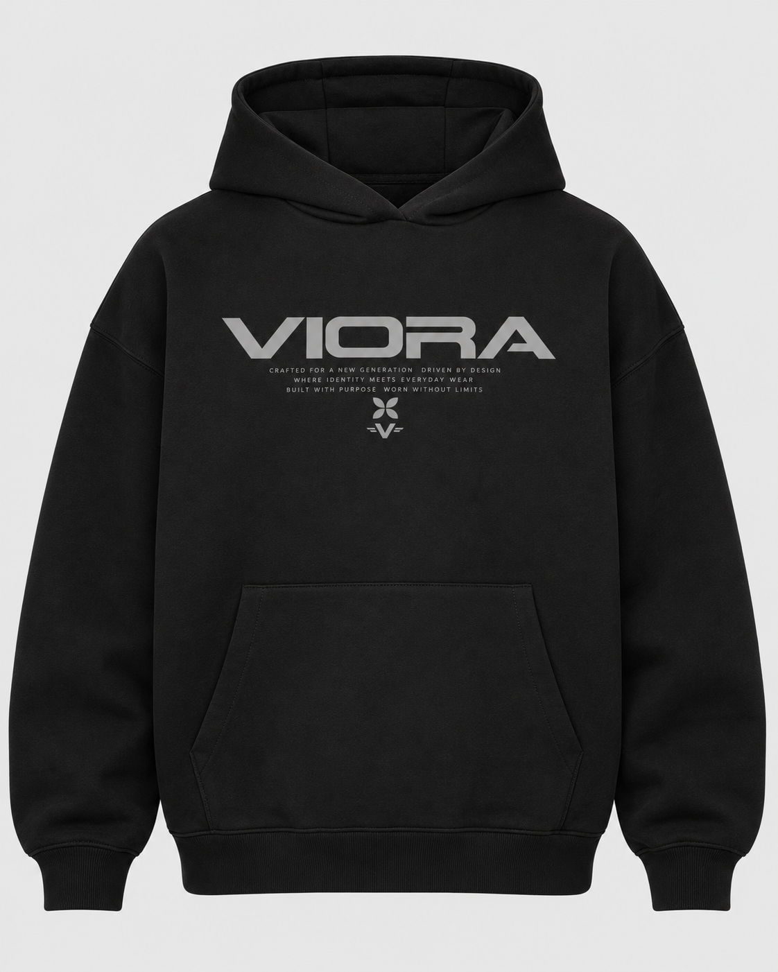VIORA DRIVEN HOODIE – Deep Black – front